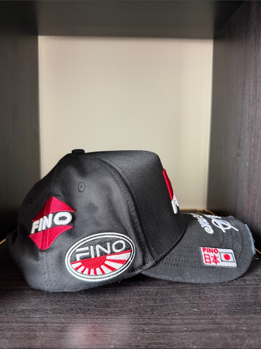 FINO Black Embroidered Racing Cap - Picture 4 of 5